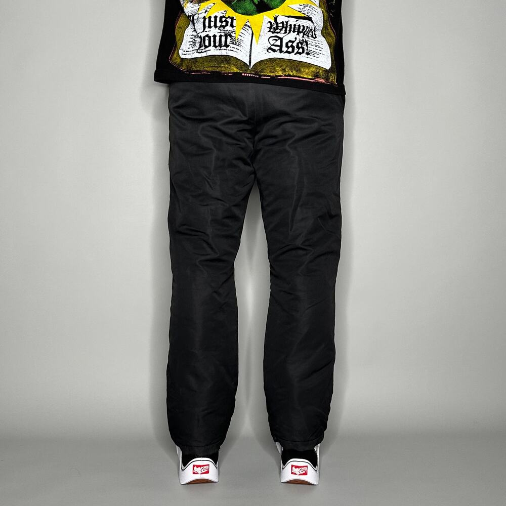 Vintage Y2K Swiss Tech Snow Pants Youth XL Baggy Wide Leg Black Nylon Insulated - Picture 3 of 4